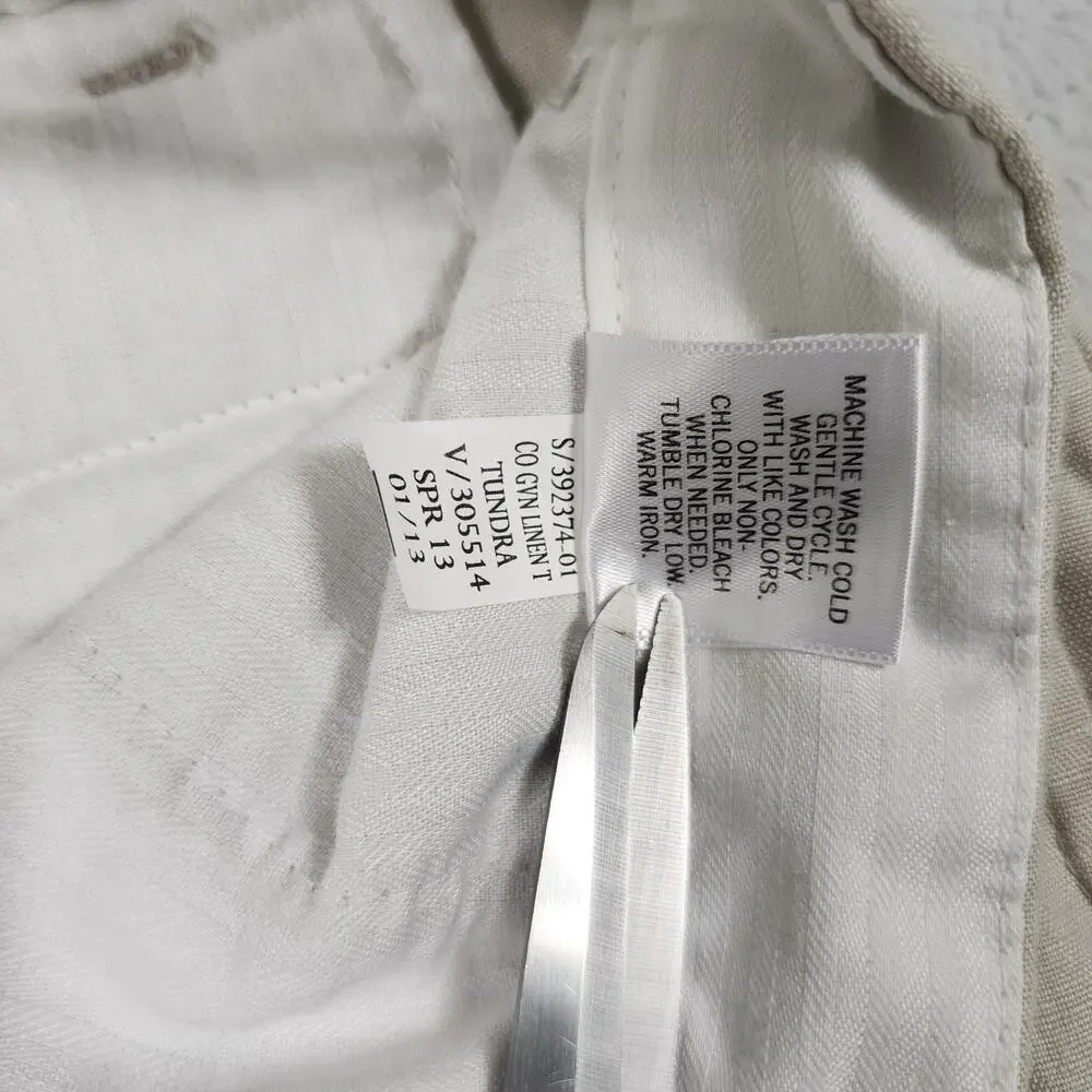 Banana Republic Gavin Chino Pants Mens 38x30 (Fit 38x29) Linen Blend Flat Beige